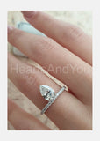 2.1ct Pear Cut Simulated Diamond Unique Anniversary Ring 14k White Gold Plated