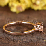0.6ct Round Cut Simulated Morganite Trilogy Engagement Ring 14k Rose Gold Plated
