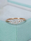 Cluster Minimalist Engagement Ring 1.2ct Round Cut Diamond 14k Rose Gold Finish
