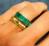 4Ct Green Emerald Half Eternity Women Wedding Ring Band 18K White Gold Finish