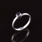 0.23ct Engagement Ring Round Cut Blue Sapphire Solitaire 14k White Gold Finish