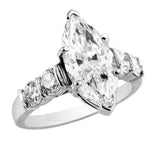 3.8ct Marquise Cut Diamond Solitaire with Accents Ring 14K White Gold Finish