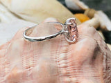 2.6ct Emerald Cut Peach Morganite Solitaire Promise Ring 14k White Gold Finish