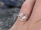 2Ct Round Cut Peach Morganite Solitaire Halo Engagement Ring 18K Rose Gold Over