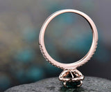 1.3Ct Pear Cut Green Emerald Halo Solitaire Engagement Ring 18K Rose Gold Finish
