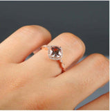 2ct Engagement Ring Cushion Cut Peach Morganite Milgrain Halo 14k Rose Gold Over