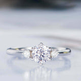 1.2ct Round Cut VVS1D Diamond Engagement Ring Three Stone 14k White Gold Finish