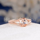 1ct Round Cut Simulated Morganite Dual Prong Split Band Ring 14k RoseGold Plated