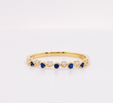 0.5ct Round Cut Simulated Blue Sapphire Wave Wedding Band 14k Yellow Gold Plated