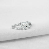 2.6ct Princess Diamond Split Shank Ring 14k White Gold Finish with Round Accents