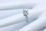 0.3ct Round Brilliant Cut Diamond Engagement Ring Flower 14k White Gold Finish