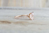 1.5ct Emerald Cut Peach Morganite Engagement Ring 14k Rose Gold Finish Solitaire