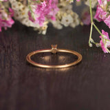 Minimalist Engagement Ring 0.12ct Emerald Cut Diamond 14k Yellow Gold Finish