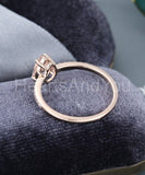 1ct Pear Cut Simulated Morganite Minimalist Engagement Ring 14k Rose Gold Plated