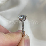 2.1ct Round Cut Moissanite Solitaire with Accents Ring 14K White Gold Plated