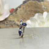 0.5ct Baguette Cut Simulated Blue Sapphire Bypass Ring 14k White Gold Plated