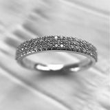Three Row Half Eternity Wedding Band 2ct Round Cut Diamond 14k White Gold Finish