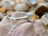 2.2ct Engagement Ring Asscher Cut Yellow Sapphire Solitaire 14k WhiteGold Finish