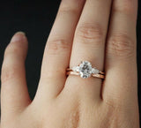 Trilogy Bridal Set Engagement Ring 2ct Oval Cut VVS1D Diamond 14k Rose Gold Over