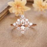 1ct Princess Cut Simulated Morganite Halo Engagement Ring 14k Rose Gold Plated