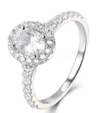 2.2ct Oval Cut Simulated Diamond Halo Engagement Ring 14k Rose Gold Plated