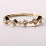 Open Link Stackable Minimalist Band 1ct Princess Cut Diamond 14k YellowGold Over