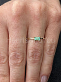 0.5ct Baguette Cut Simulated Green Emerald Solitaire Ring 14k Yellow Gold Plated