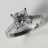 1.5ct Princess Cut Diamond Engagement Ring Accents Solitaire 18k White Gold Over
