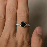 1.8ct Oval Cut Black Diamond Engagement Ring 14k White Gold Finish Unique Design