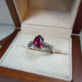 1.6ct Pear Pink Ruby Vintage Inspired Filigree Solitaire Ring 14k WhiteGold Over