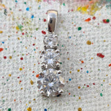 1ct Round Cut Moissanite Three Stone Pendant 14k White Gold Plated NO CHAIN