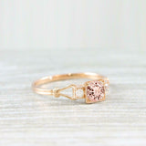 1ct Round Cut Peach Morganite Trilogy Engagement Ring 14k Rose Gold Finish