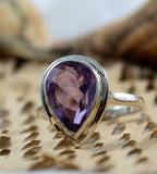 2ct Engagement Ring Pear Cut Purple Amethyst Solitaire Women 14k White Gold Over