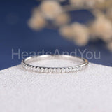 0.3ct Round Cut Moissanite Minimalist Women Wedding Band 14k White Gold Plated