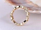 Floral Antique Eternity Wedding Ring Band 1ct Round Diamond 14k Yellow Gold Over