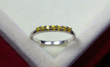 0.45ct Wedding Band Round Cut Yellow Sapphire Anniversary 14k White Gold Finish