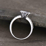 1.6ct Engagement Ring Round Cut Diamond Solitaire with Accent 14k WhiteGold Over