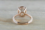 1.5ct Oval Cut Peach Morganite Halo Solitaire Engagement Ring 14k Rose Gold Over