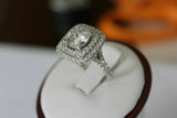 3.4ct Round Cut VVS1 Diamond Double Halo Engagement Ring 14k White Gold Finish