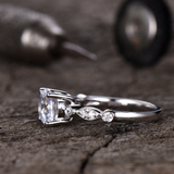 2ct Round Cut Diamond Engagement Ring Solitaire With Accents 14k White Gold Over