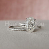 2.2ct Oval Simulated Diamond Hidden Halo Band Bridal Set 14k White Gold Plated