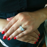 Bridal Set Engagement Ring 2.5ct Round Cut VVS1D Diamond 14k White Gold Finish