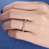 1ct Round Cut Simulated Morganite Half Eternity Wedding Band 14k RoseGold Plated