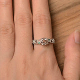 1ct Engagement Ring Round Cut Morganite Milgrain Floral 14k White Gold Finish