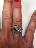 2.2ct Pear Cut London Blue Topaz Water Drop Cocktail Ring 14k White Gold Finish