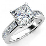 2ct Princess Cut Diamond Solitaire Accents Engagement Ring 14k White Gold Finish