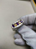 3ct Oval Cut Purple Amethyst Citrine Filigree Cocktail Ring 14k WhiteGold Finish