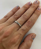 0.5ct Round Cut London Blue Topaz Wedding Band Leaf Petals 14k White Gold Finish