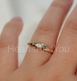0.1ct Round Cut Moissanite Starburst Women Engagement Ring 14k Rose Gold Plated