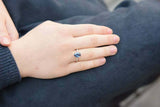 1.4ct Engagement Ring Oval Cut London Blue Topaz Hidden Halo 4k Rose Gold Finish